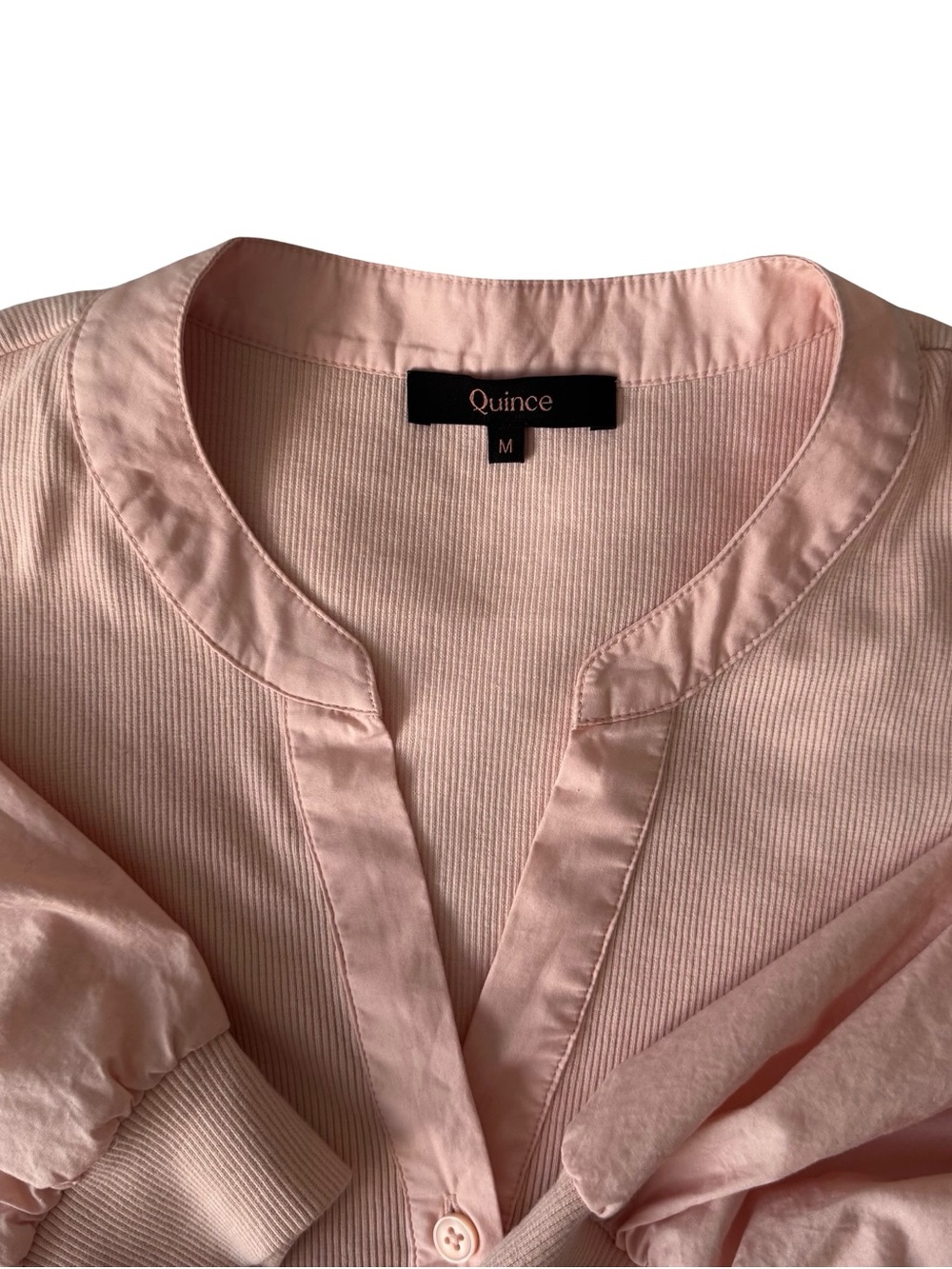 Quince Women’s Mixed Media Puff Sleeve Top - Picture 2 of 7